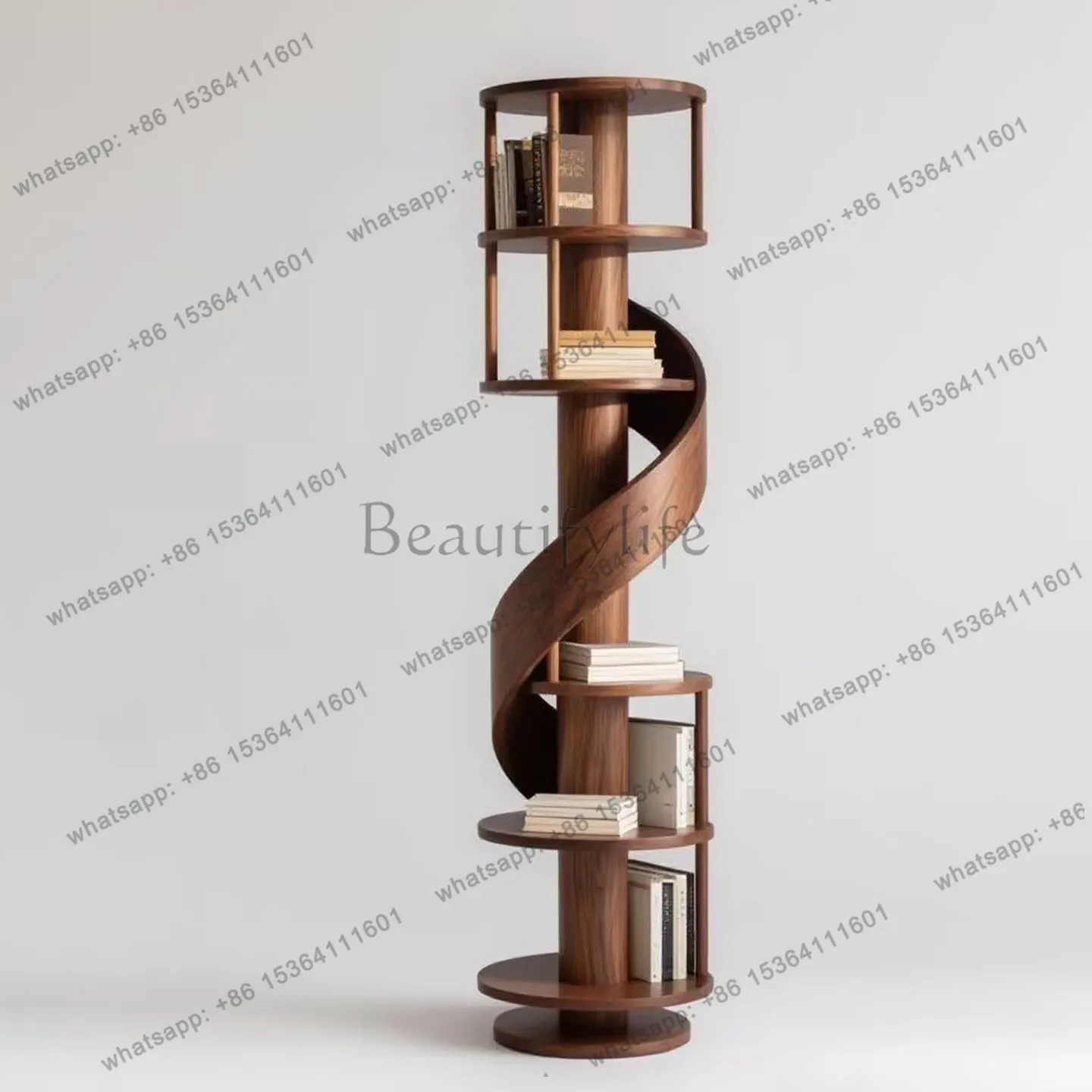 North American black walnut bookshelf antique light luxury solid wood display stand design sense