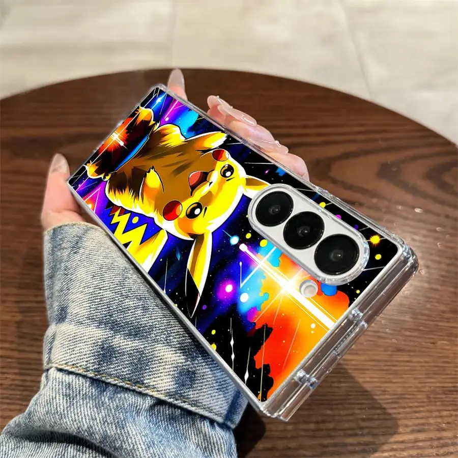 Чехол для Samsung Galaxy ZFold3 ZFold4 ZFold5 ZFold6 ZFold7 Z Fold 7, 6, 5, 4, 3, жесткий чехол для телефона, японский Пикачу, крутой