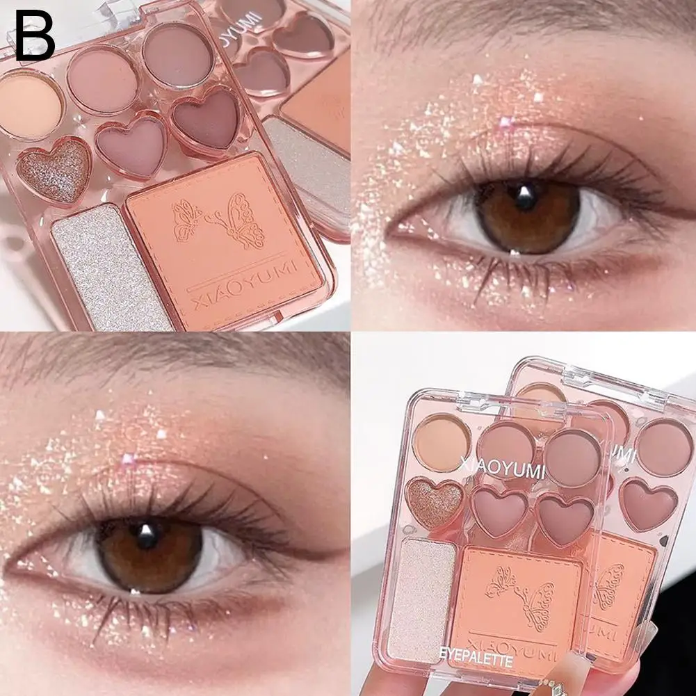 Palette de fards à barrage, 8 couleurs, amour, nacré, paillettes, poudre brillante, cosmétiques, maquillage éclaircissant, Beuaty, surligneur, fard à joues, P3D3