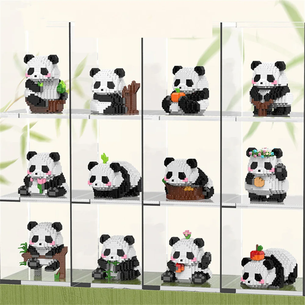 New Kawaii Panda Series Micro Particle Building Block Creative Cute Animal DIY Assembled Bricks Toys For Chillren Christmas Gift