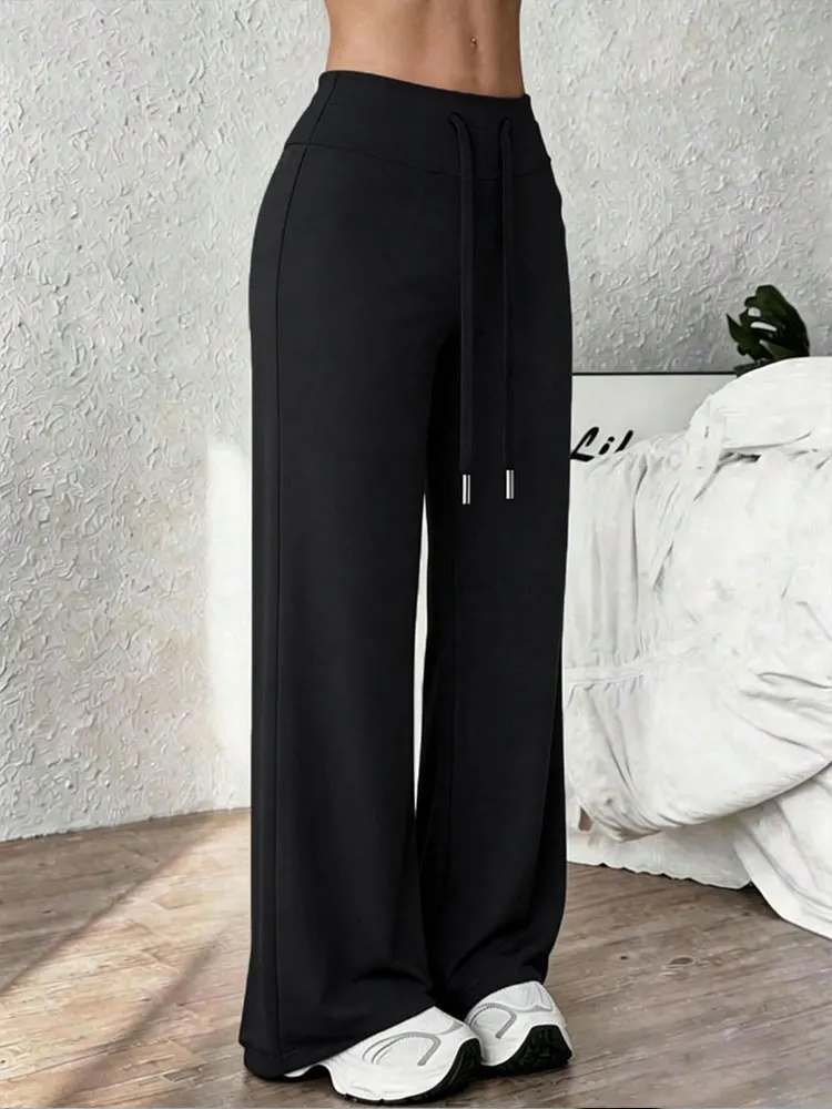 2026 New Casual Wide Leg Yoga Joggers Drawstring Sport Pants Naked Feeling High Stretch Outdoor Loose Sports Pants Spring Style