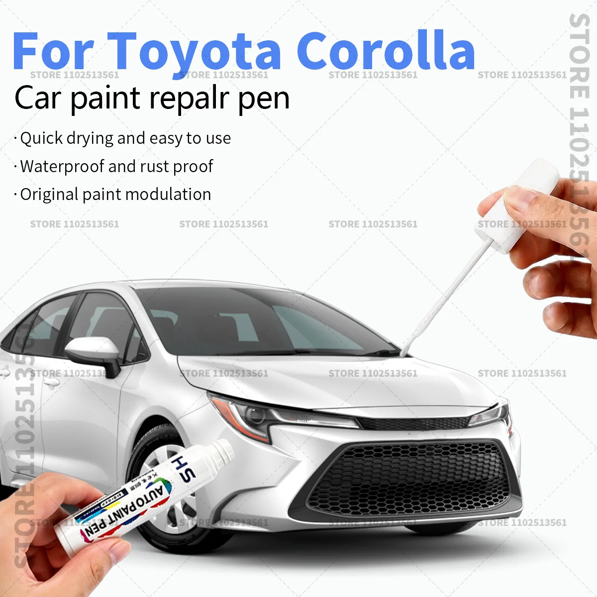 For Toyota Corolla White Yellow Professional Car Touch Up Paint Pen Scratch Repair Paint Brush for Automotive Paint Restoration