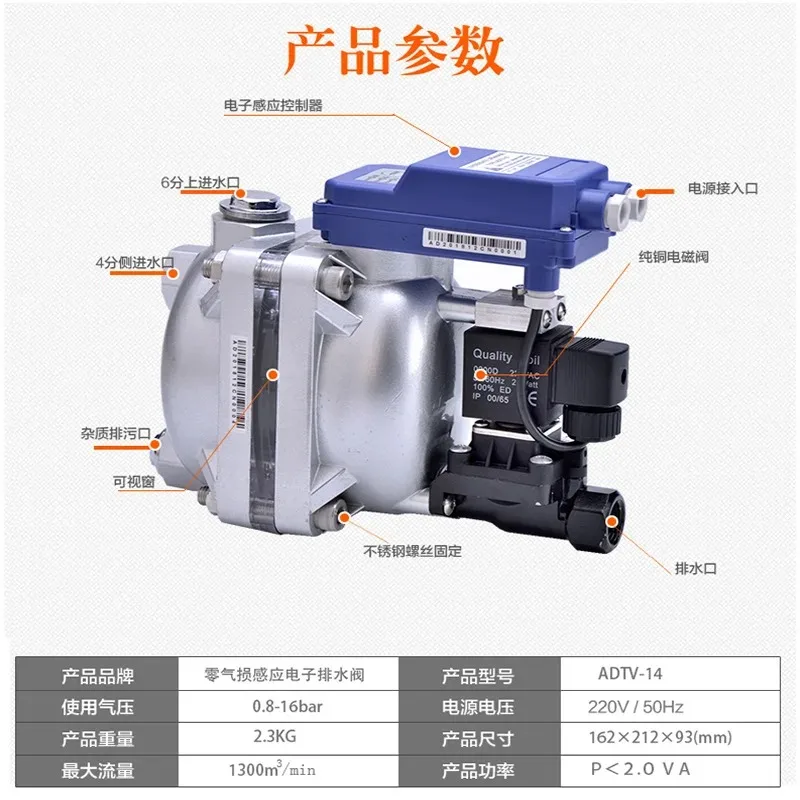 YATV-15 Electronic Auto Liquid Level Sensing Drain Valve - High-Displacement Zero-Loss Drain for Gas Storage Tanks