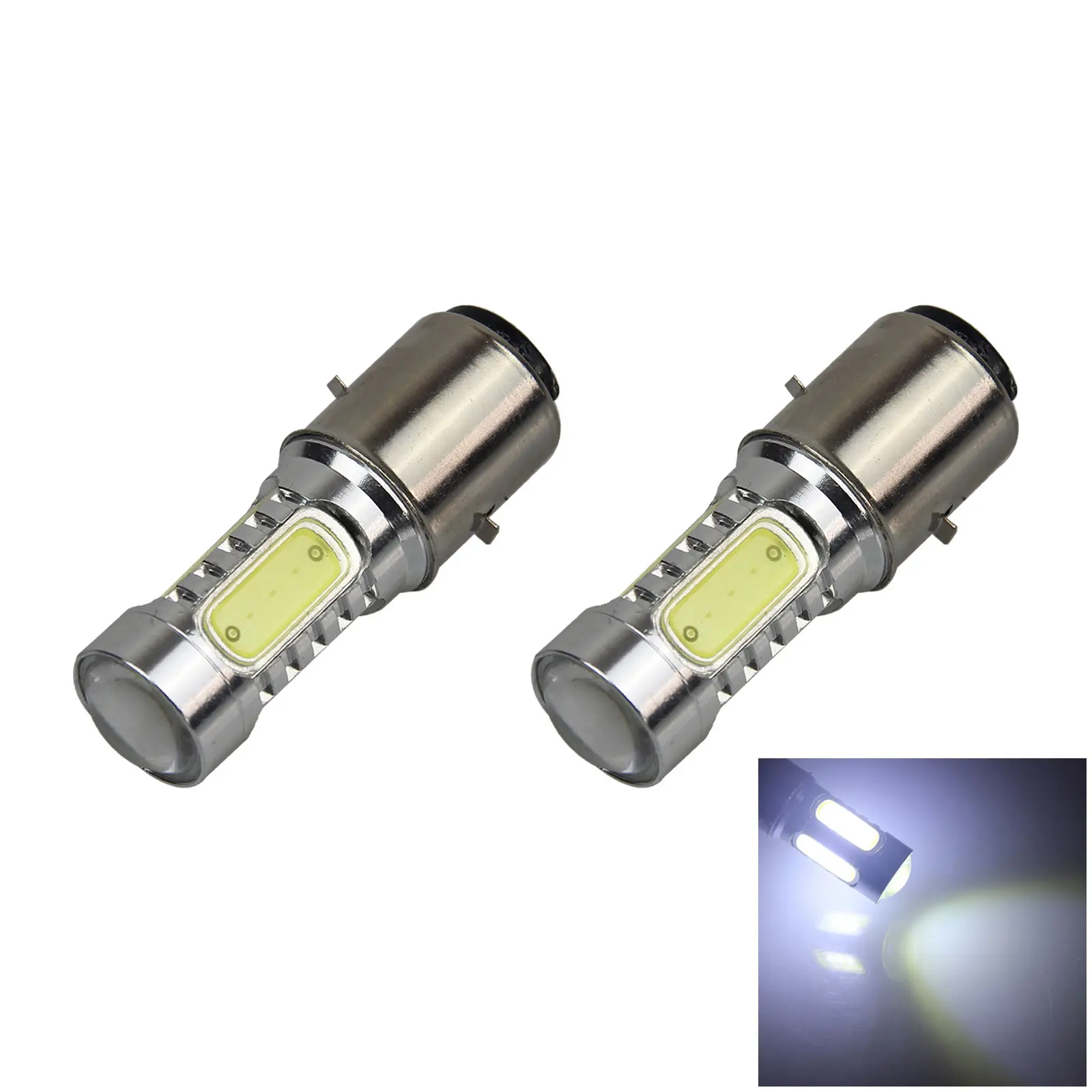 2x White BA20D Bike Car Lamp H6 Light No Polar 12V-24V 5 COB LED IEC7005-14 Z2660