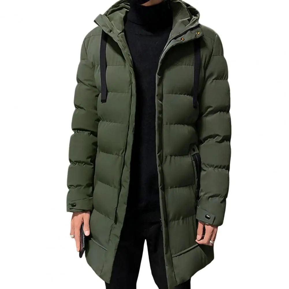 Stylish Hooded Coat  Drawstring Breathable Men Windbreaker  Thicken Pockets Jacket