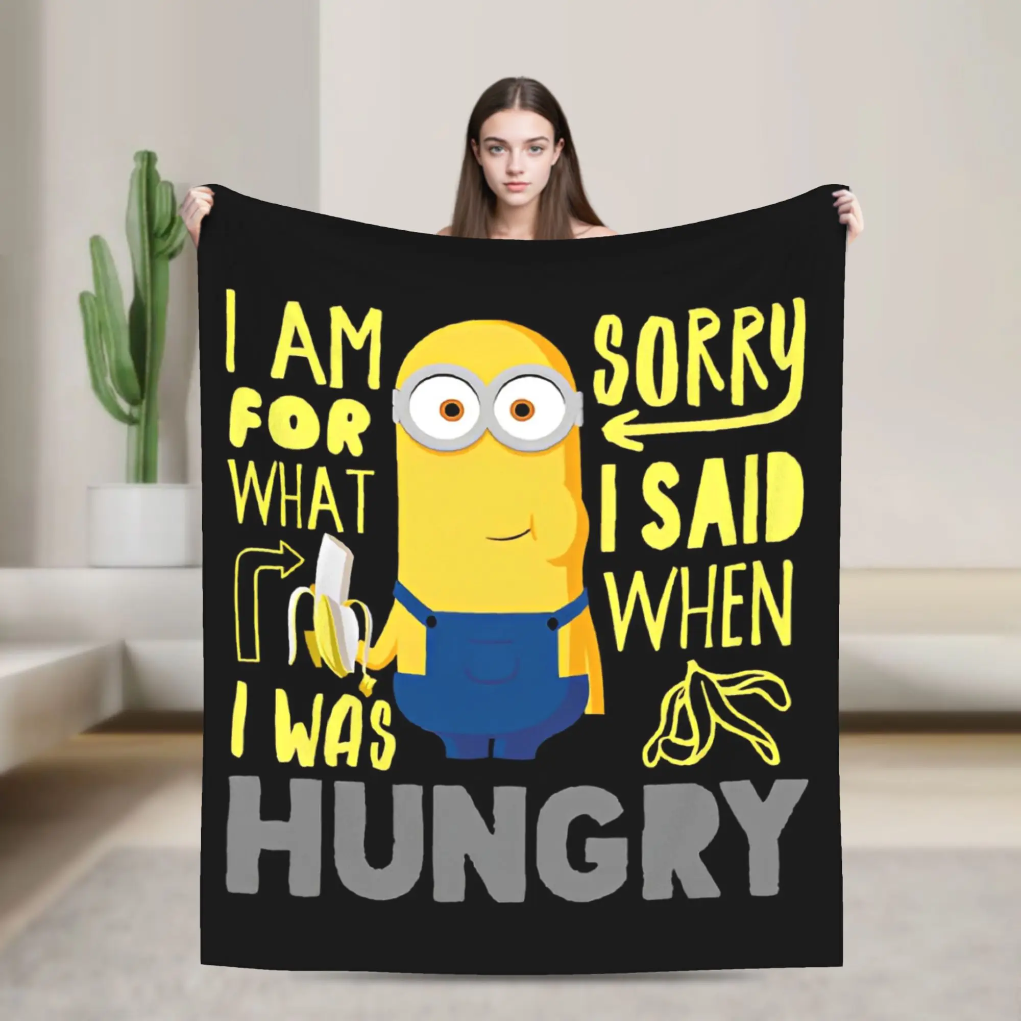 M-Minions كيفن آسف لما قلت جائع بطانية دافئة السفر أفخم رمي بطانية الجمالية الفانيلا المفرش أريكة غطاء سرير