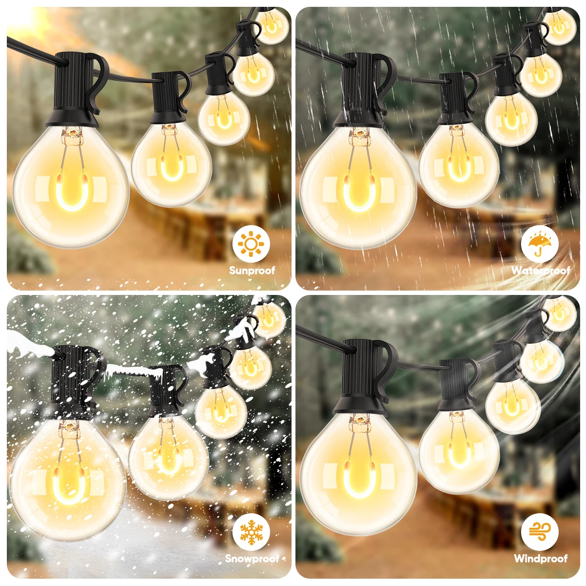 Waterproof G40 String Lights Outdoor Eu Plug 220V Garland Light 1.5W Connectable Outdoor Yard Garden Backyard Decoration Supplie