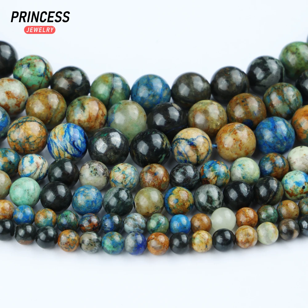 Natural Azurite Stone Round Loose Spacer Beads for Jewelry Making Bracelet Necklace Wholesale Stone DIY Accessories 6 8 10mm