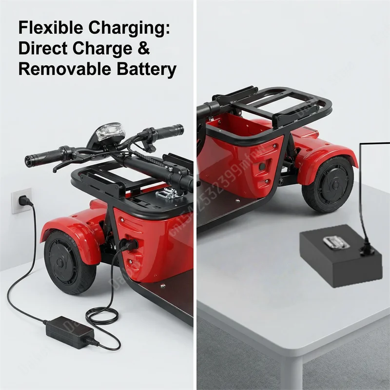 Faltbarer Elektrischer Dreirad-Reise-Scooter für Senioren 500W36V 3-Rad-Elektro-Scooter mit Korb Mini-Mobilitätsroller – Detail 13