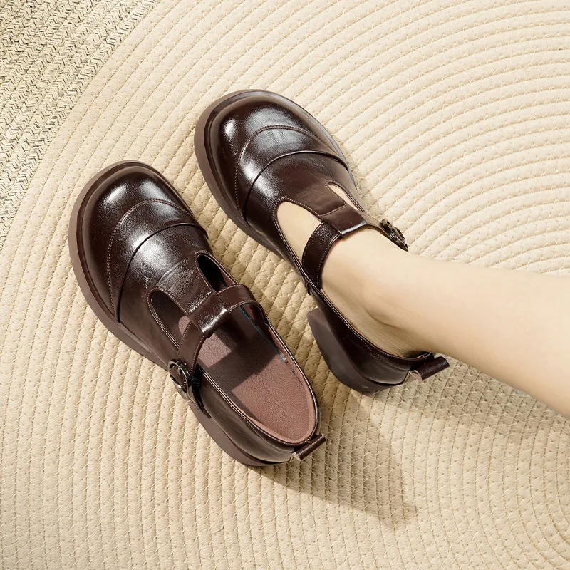 

2025New Women's Loafers Lace-up Thick-soled Lolita Shoes For Women Large-size Non-slip Mary Jane Shoes Female