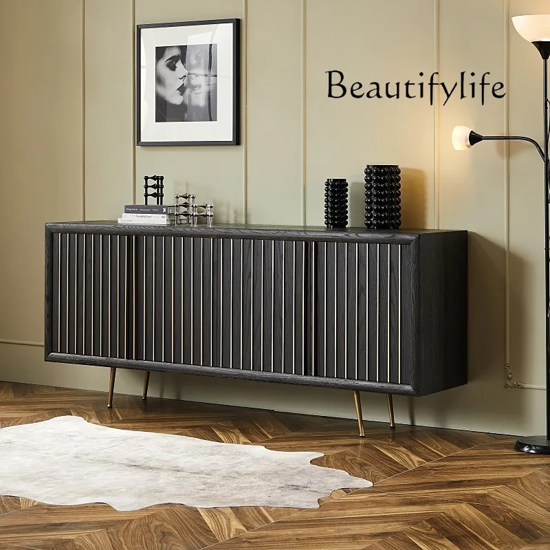 Simple and Light Luxury Solid Wood Sideboard Retro Distressed One Wall Creative Storage Tea Cabinet