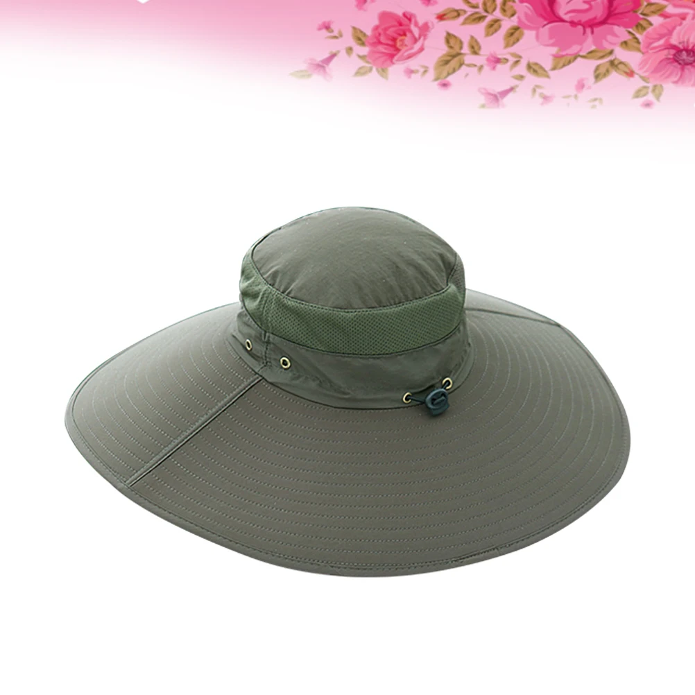 

Fishing Hat Sun Protection Lightweight Breathable Men Wide Brim Adjustable Chin Cord Outdoor Sports Baseball Cap