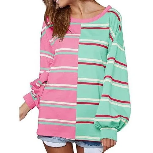 

Women's Striped Knitted Long Sweater Vest Winter Commute Style Lantern Sleeve Comfortable Fit Casual Wear Striped Pattern