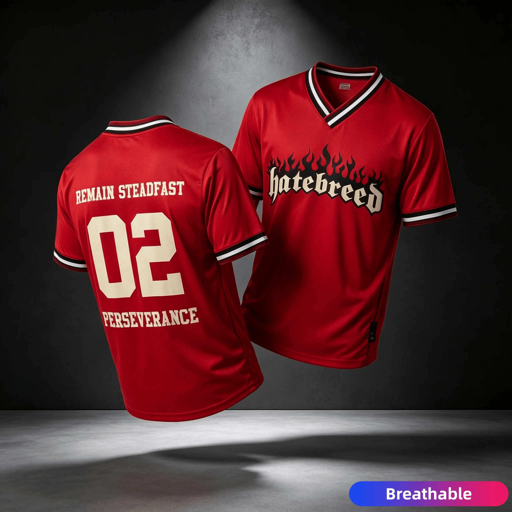 2026 New Hatebreed Perseverance 02 Red V Neck Soccer Jersey Hardcore Metal 3D Print Short Sleeve Fan Shirt Family Clothing Y2k