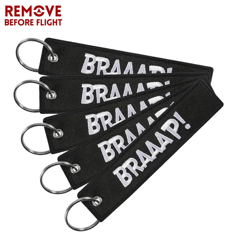 5PCS Fashion Car Keychain BRAAAP Embroidery Key Chain for Motorcycles and Cars Gifts Tag Key Fobs Holder OEM Keychain Keyring