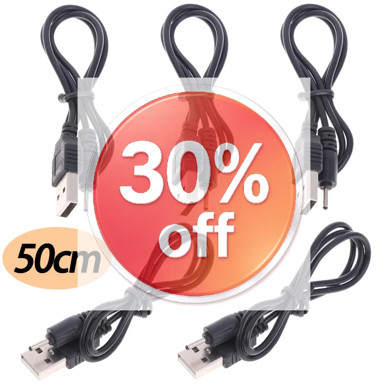 10/5/2/1PCS 50cm 2.0mm Plug Adapter USB Charger Cable Cord 5V 600mA For Nokia CA-100C Small Pin Phone