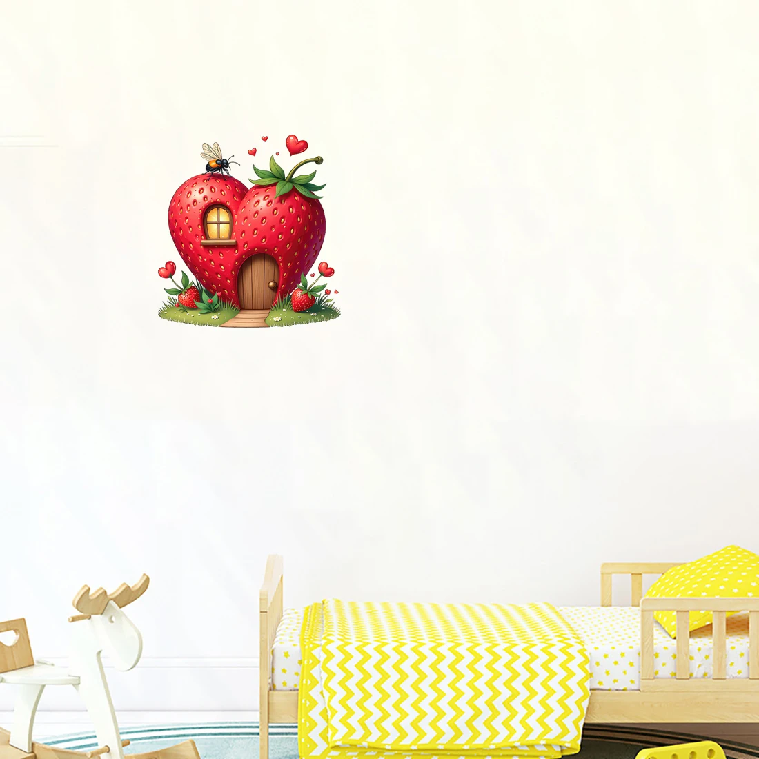 Three Ratels funny Strawberry House Cartoon wall Stickers for kid's Bedroom Decoration