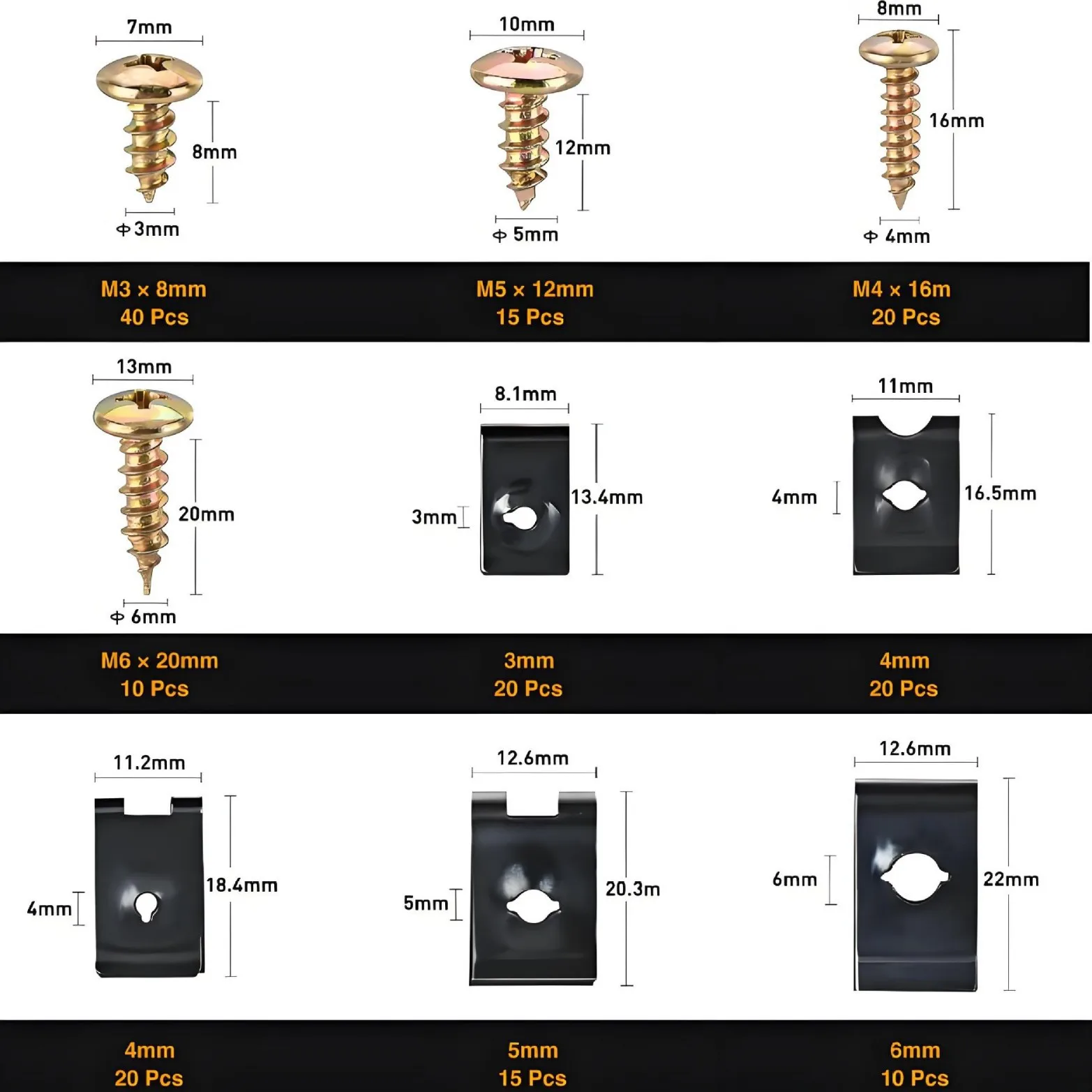 170 個のナットキットダッシュボード U ネジクリップ車と形状クリップと適切な部品の内部形状ガスケットを組み合わせた
