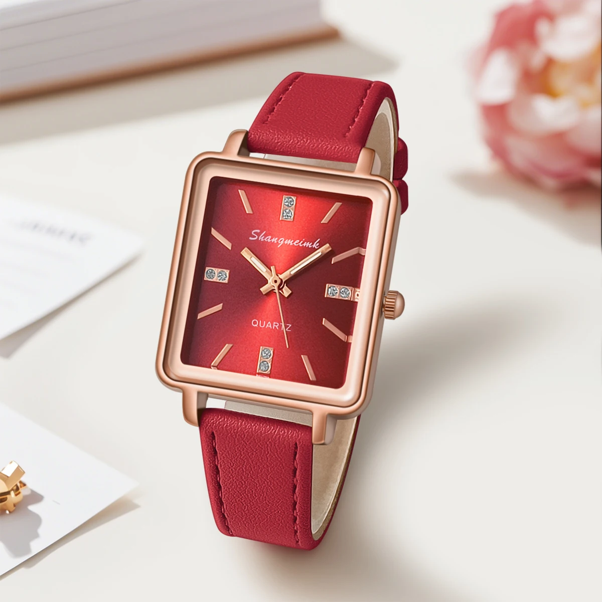 Fashionable Luxury Elegant Minimalist Women's PU Leather Quartz Wrist watch Student Business Gift