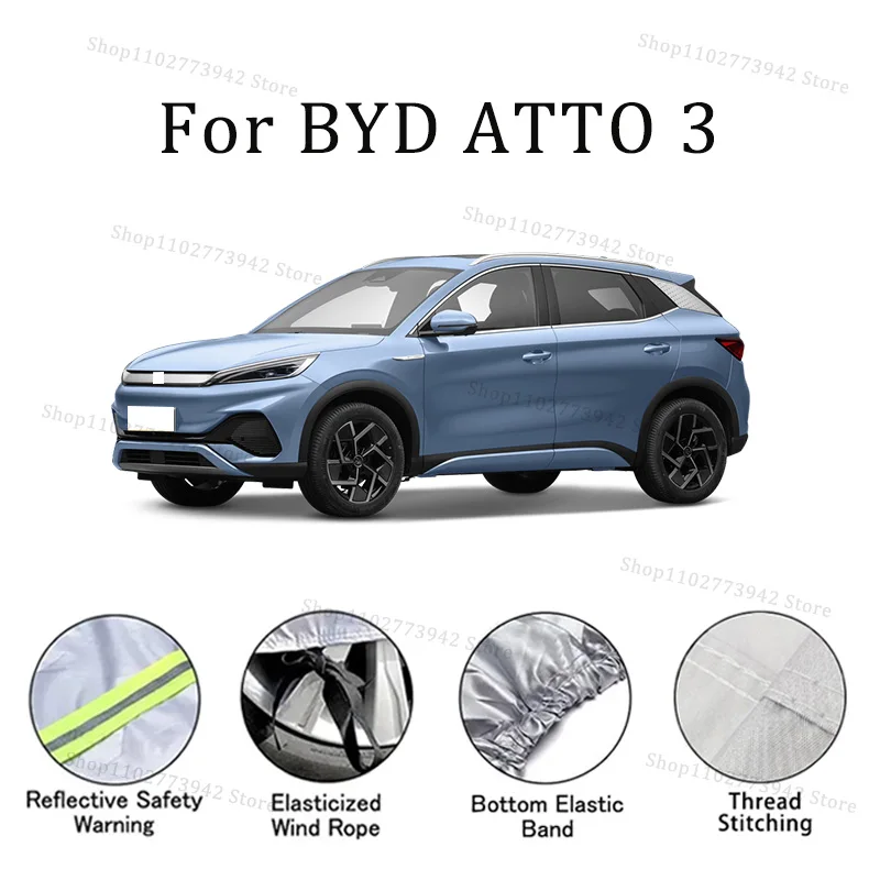 

Автомобильный чехол для BYD ATTO 3, водонепроницаемые всепогодные автомобильные полностью внешние чехлы - солнцезащитный уличный чехол с защитой от царапин