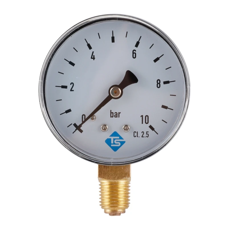 Pressure Gauge Stainless Steel+Copper 1/4 NPT Thread Water Pressure Meter 60mm 0-10 bar for Air Water Oil