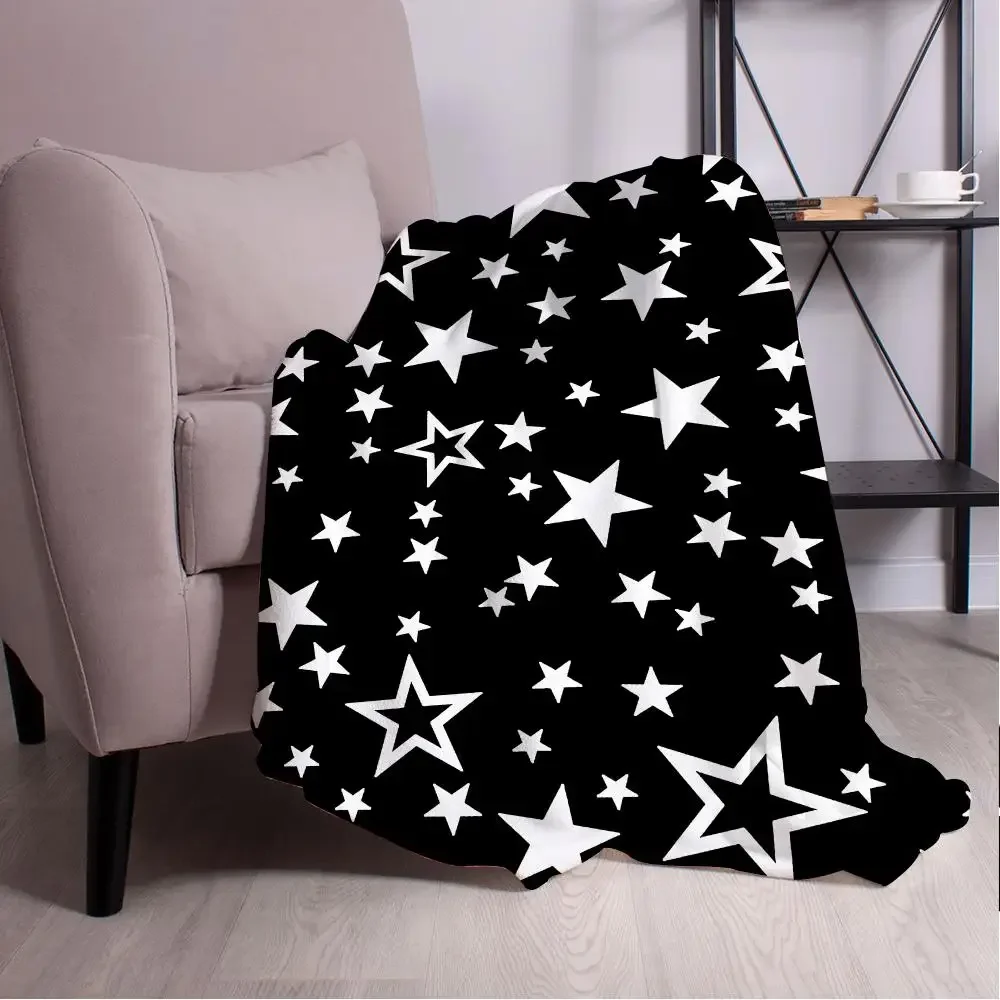 3D reflective glitter five-pointed star Throw  Blanket Aesthetic Art Flannel Blanket Portable Home Travel Camping Sofa Picnic Th