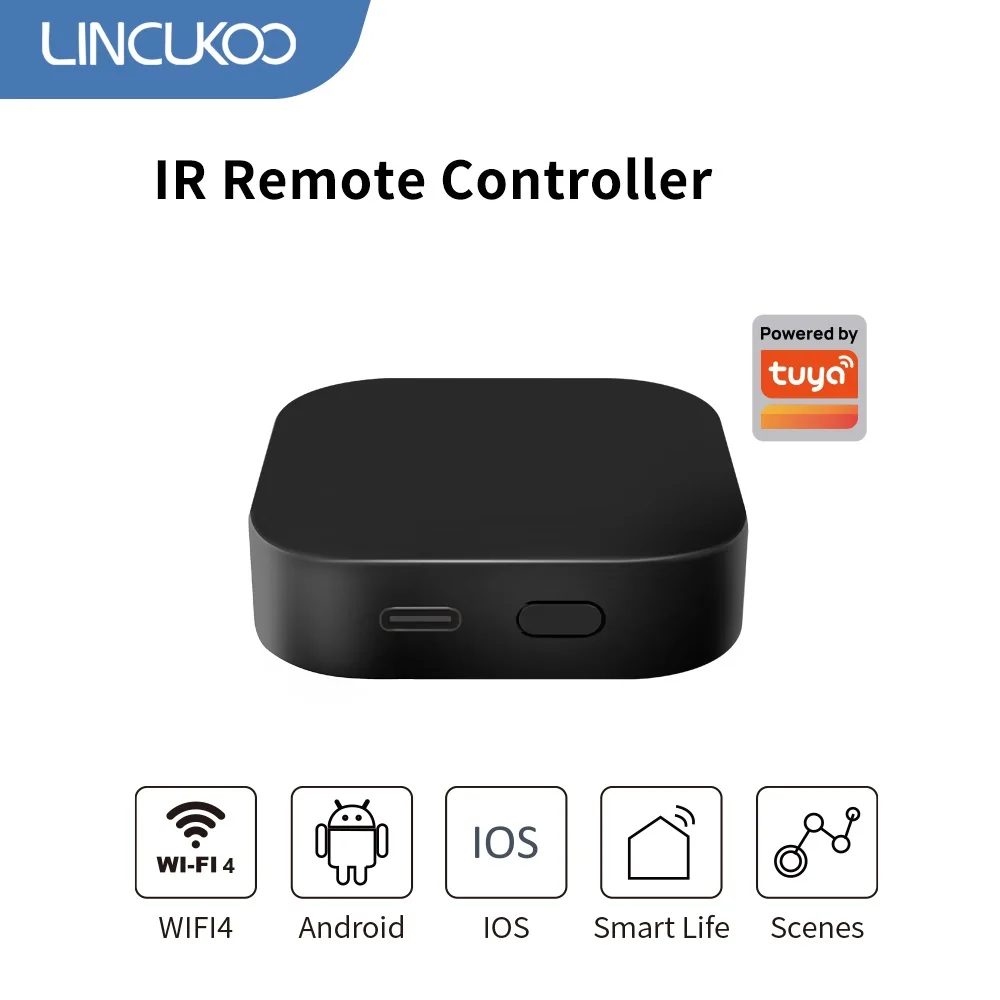 

Умный ИК-пульт дистанционного управления Lincukoo Tuya Wi-Fi с голосовым управлением, портом Type-C, поддержкой работы с кондиционерами и телевизорами, совместимость с Alexa