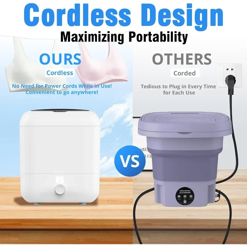 ELVASO 충전식 휴대용 세탁기, 아기 옷, 속옷, 캠핑, RV 여행에 적합