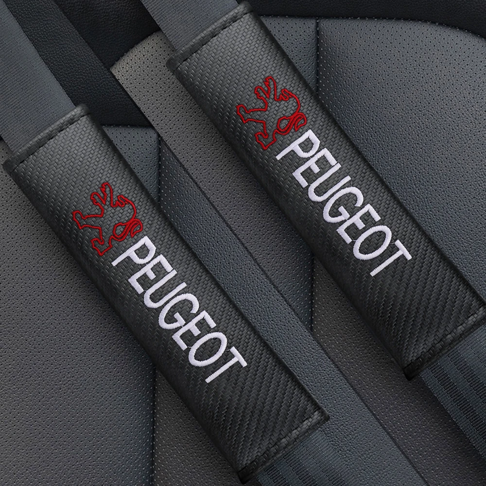 2PCS Car Seatbelt Covers Auto Shoulder Straps Protector Cushions For PEUGEOT 107 206 207 208 307 308 2008 3008 4008 5008 108 301