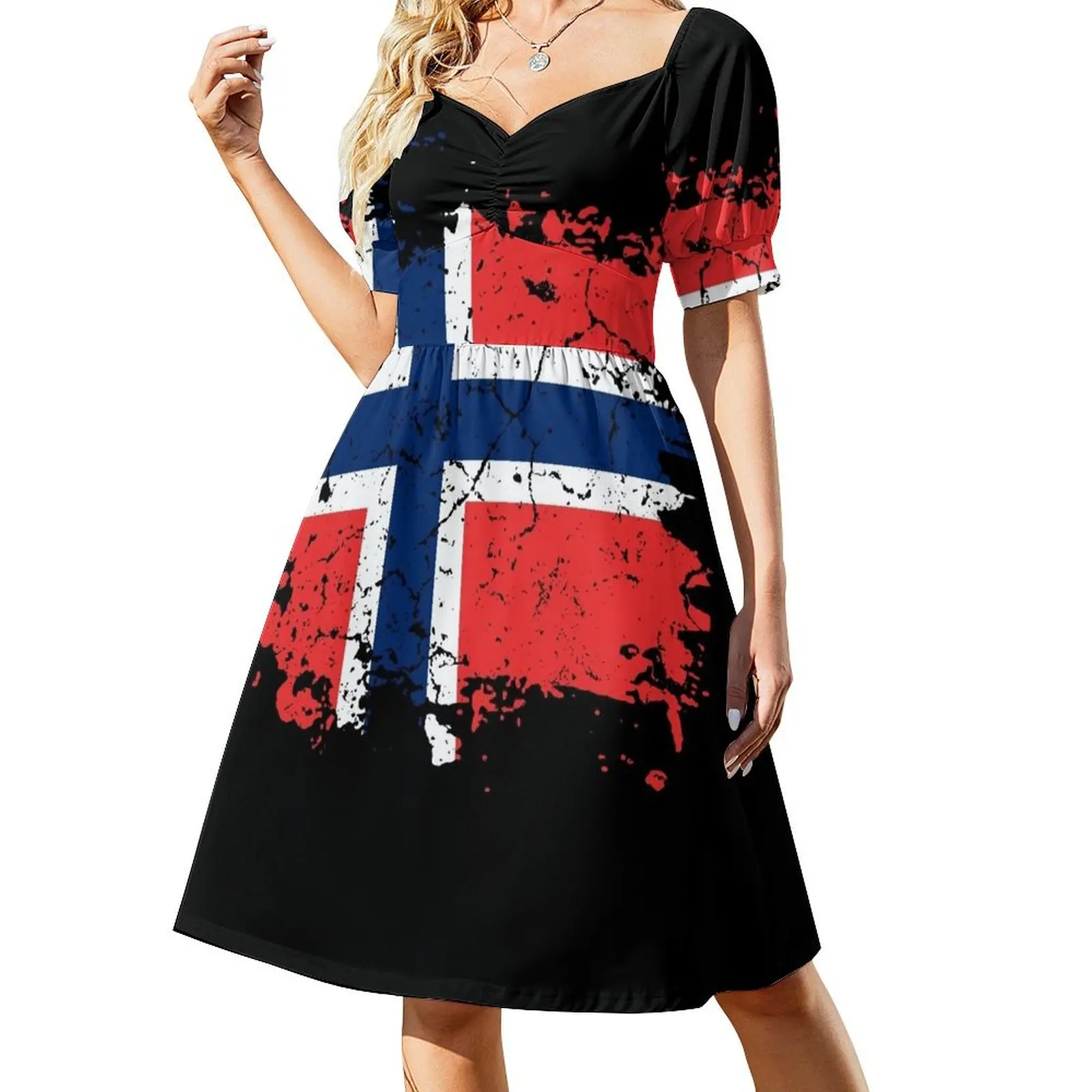 

Norway flag Short Sleeved Dress Long dresses elegant dress evening dress woman