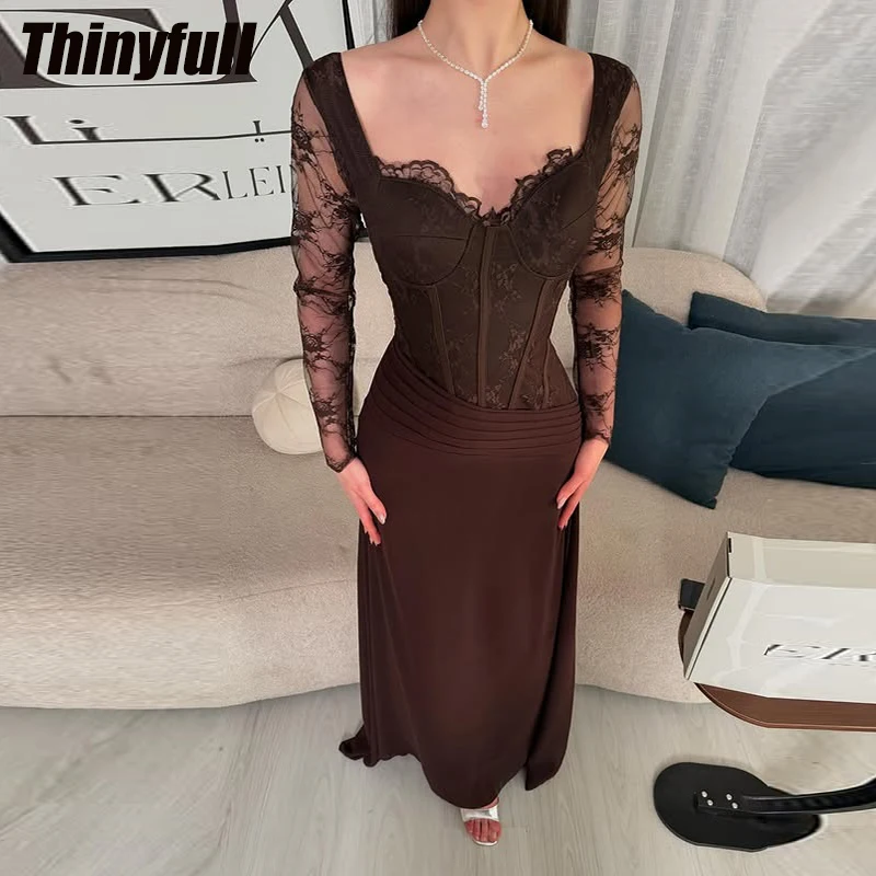 

Тонкое шифоновое/кружевное платье русалки для выпускного вечера с длинными рукавами, милое вечернее платье в форме сердца, арабское вечернее платье, халаты на заказ