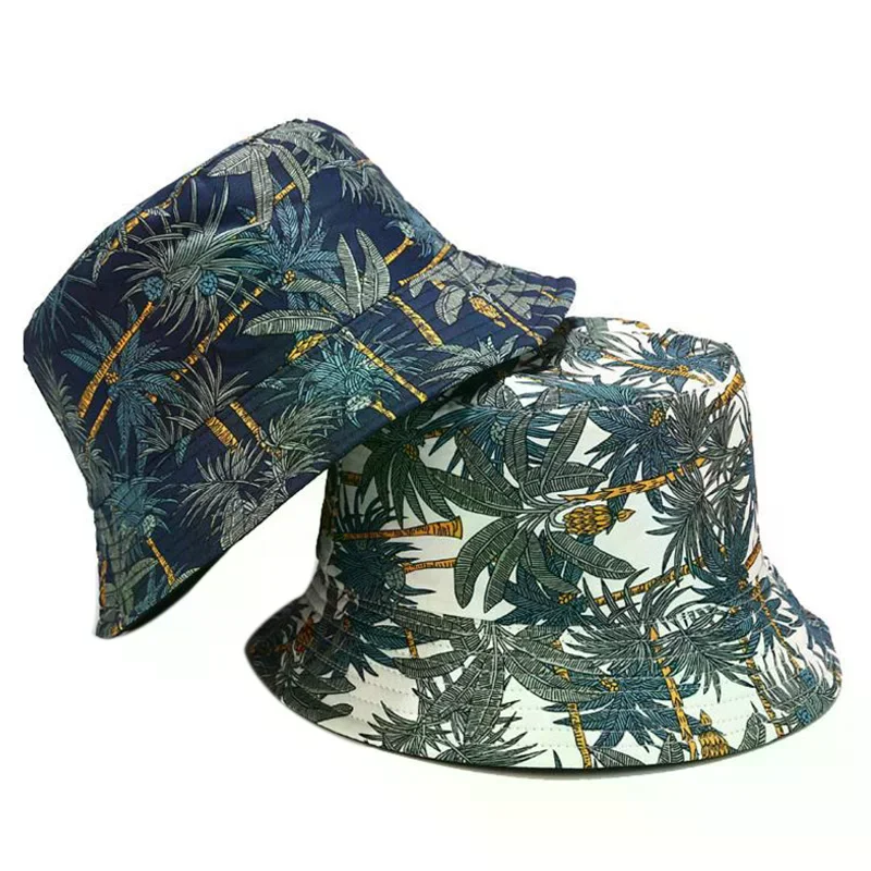 Fashion Double Sided Cartoon Graffiti Bucket Hat Travel Sun Cap Men Women New