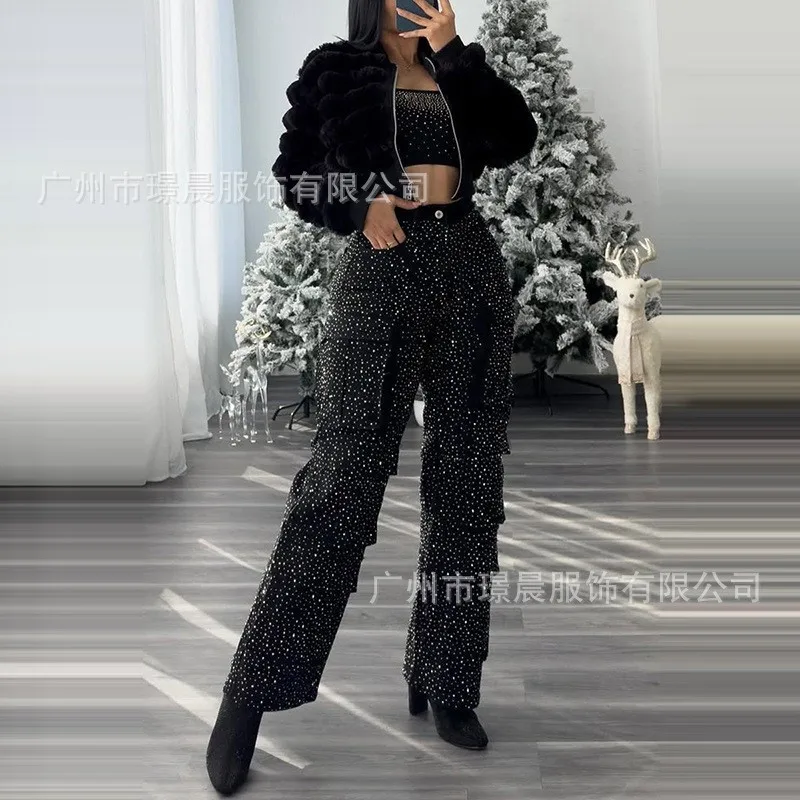 Y2K Bright Drill Women's High Waist Jeans Denim Work Pants Pocket Casual Baggy Streetwear Chic Daily Trousers 2025 Spring Summer