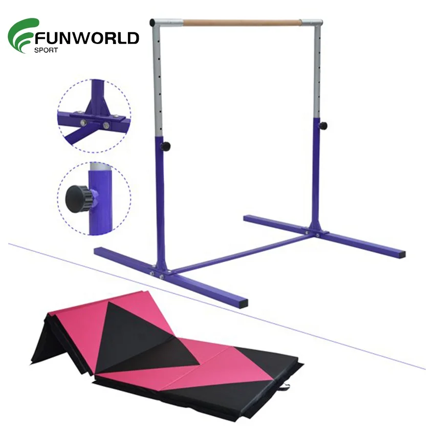 Kids Gymnastics Horizontal Bar With Folding Mats Sets Kids Gym Training Balance Beam Horizontal For Wholesale