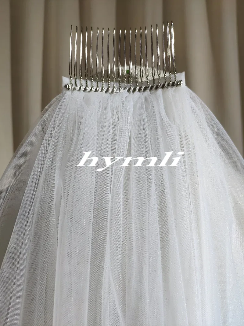 1 Layer Eyelash Edge Bridal Veil Soft Tulle Metal Comb Lace Wedding Veil