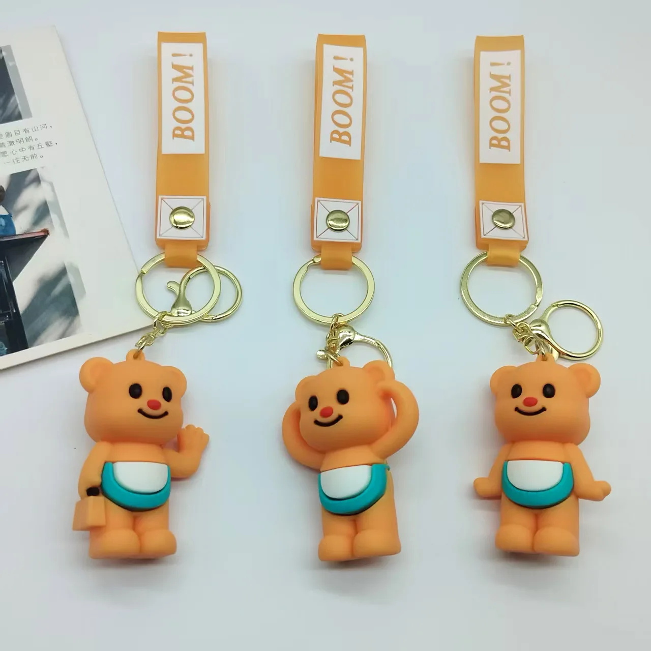 

Cute Cartoon Butter Teddy Bear Keychain Apron Bear Internet Celebrity Girl Heart Bag Small Gift Wholesale Y2k Fashion Toys Anime