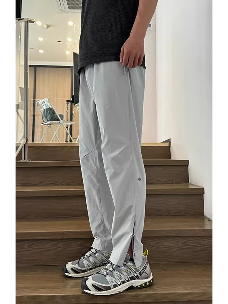 미국 스타일 기능성 남성 여름 얇은 소프트 쉘 등산 바지 사이드 지퍼 빠른 건조 작업복 청바지 스트레이트 레그 바지