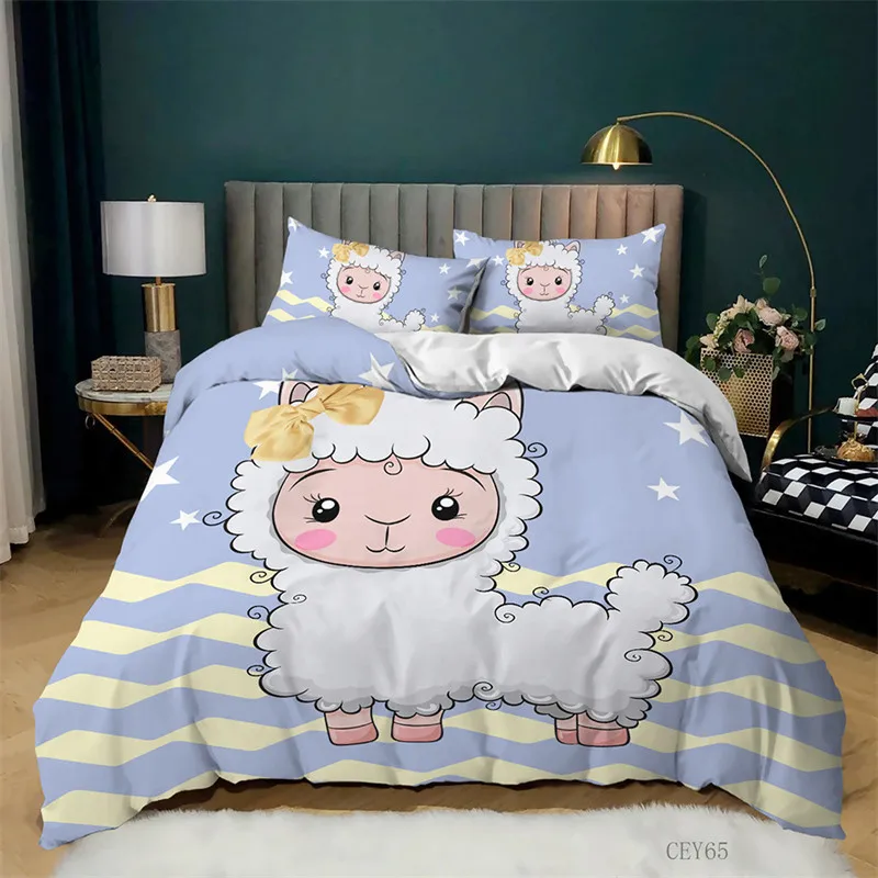 

Cute Sheep Duvet Cover Cartoon Animals Bedding Set King Queen Single For Kids Boys Girls Microfiber Comforter Cover Pillowcases