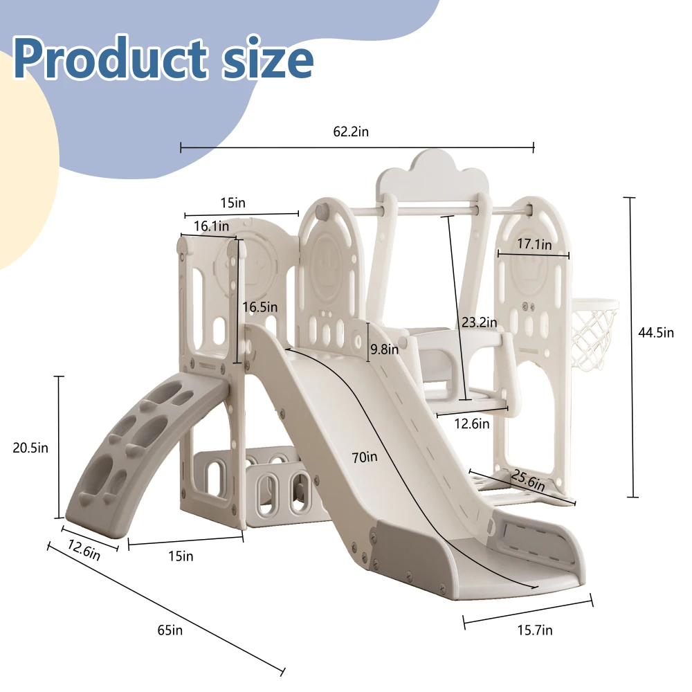 Slide para crianças pequenas, escorregador infantil para crianças de 1 a 4 anos, 11 em 1 escorregador para bebês ao ar livre, playground interno com cesta de basquete e extra longo