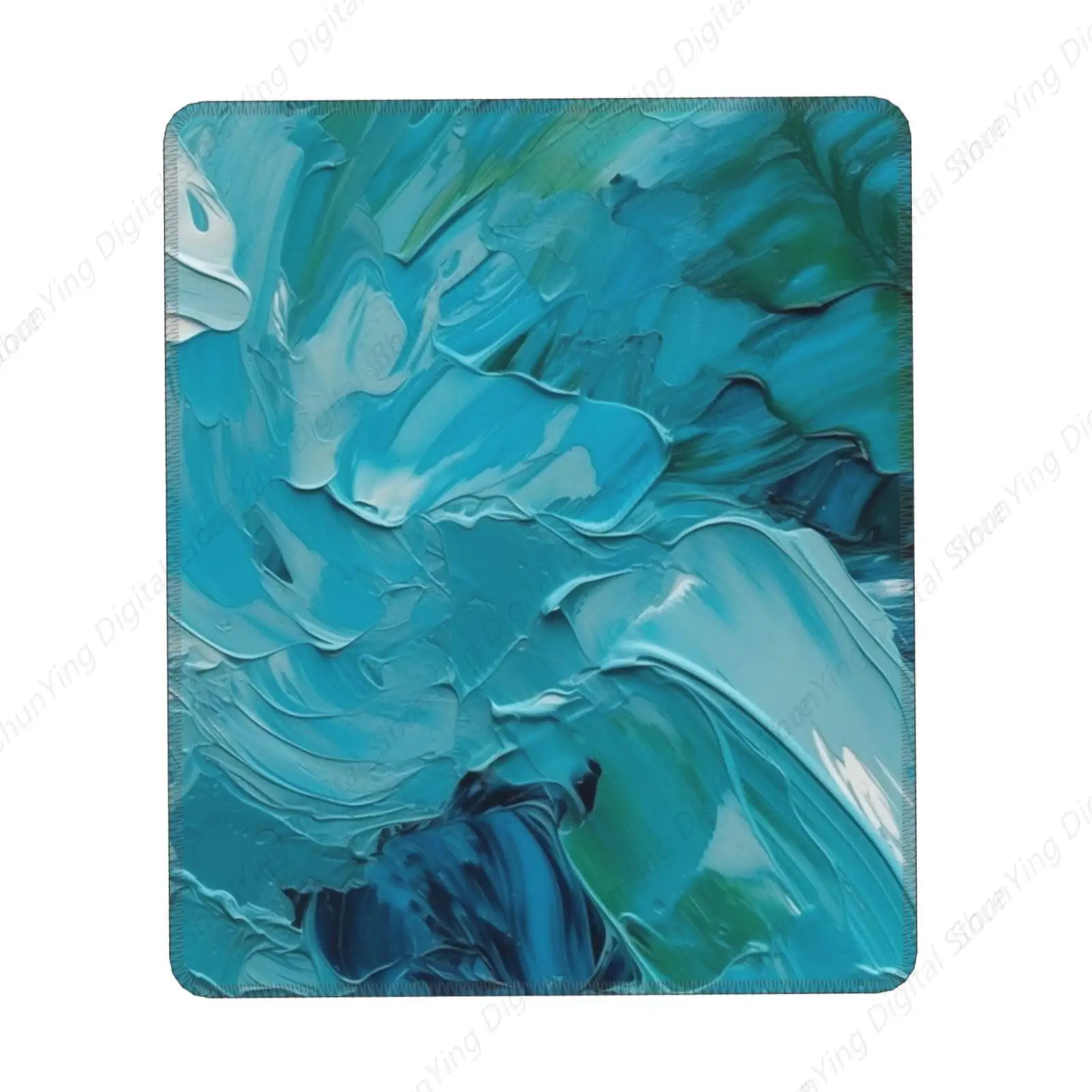 Blue Oil Painting Printing Mouse Pad Anti Slip Rubber Base Gaming Mouse Pad Laptop Mouse Pad Office Home Work 25*30cm