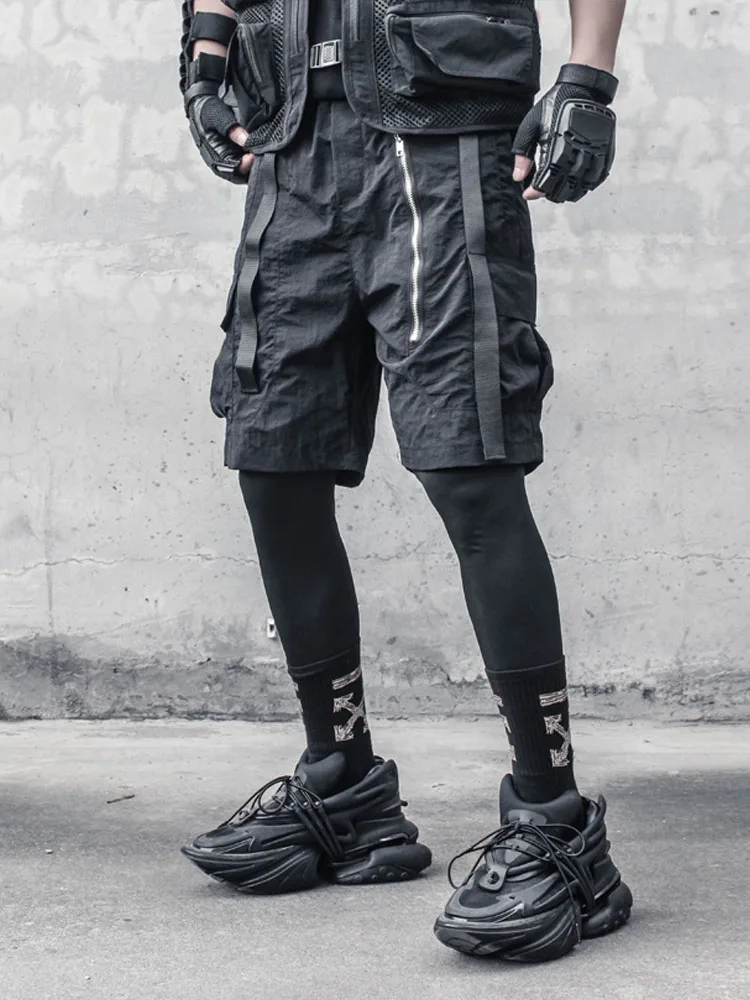 

Dark Series Functional Personalized Ribbon Stitching Casual Fifth Pants Men's Summer Outdoor Shorts