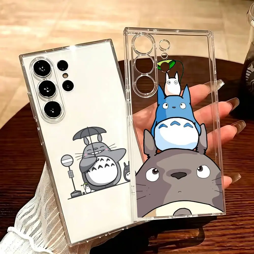 Cute character T-Totoro Transparent Shockproof phone Case For Samsung S25,24,21,22,23,30,20,Ultra,Plus,Fe,Lite