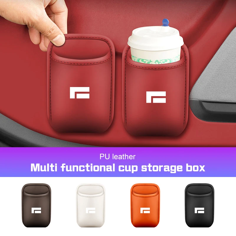 

For BAIC JISHI Polestone 01 Rox 01 2023 2025 Car Accessories Leather Car Water Cup Storage Box Car Door /Seat Back Organizer Box