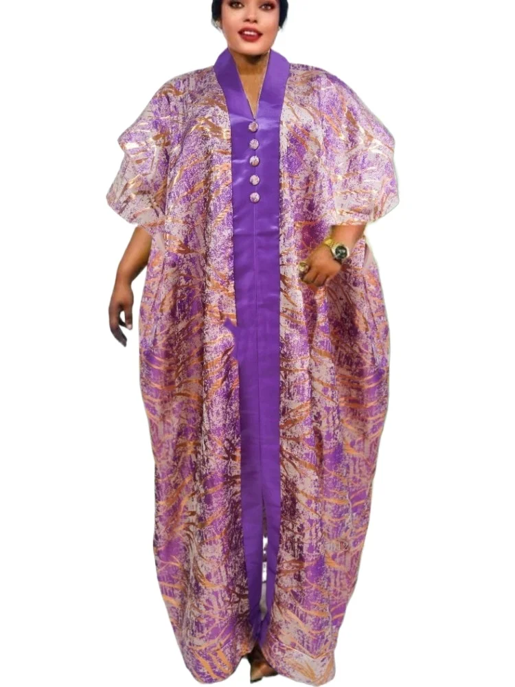 

African Dresses For Women Elegant Polyester 2025 New Muslim Fashion Abayas Dashiki Robe Kaftan Maxi Dress Turkish Africa