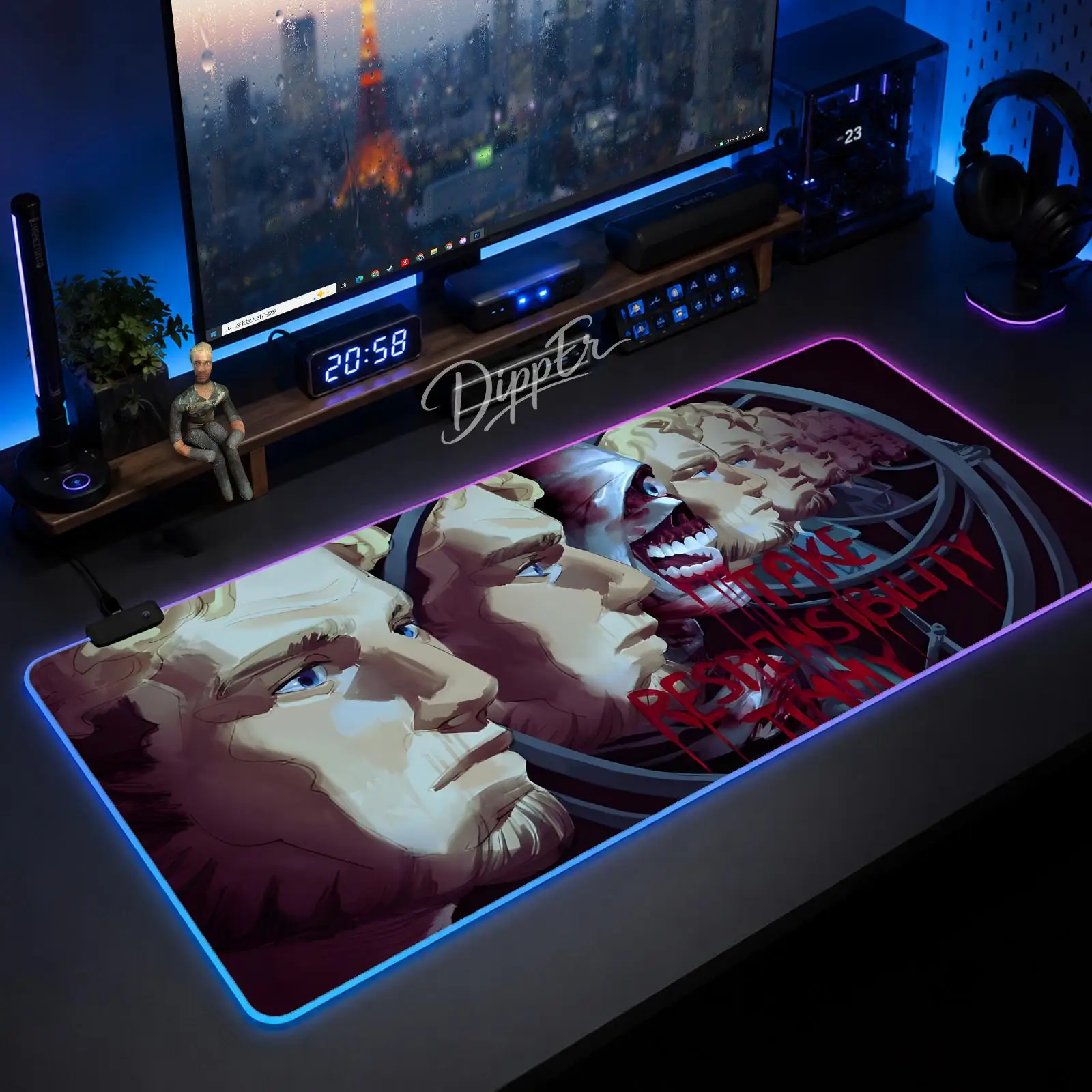 

A-Anya Mouthwashing Mouse Pad Large Size LED Glowing Table Pad XXL Gaming Non-slip Rubber Mat With Backlight