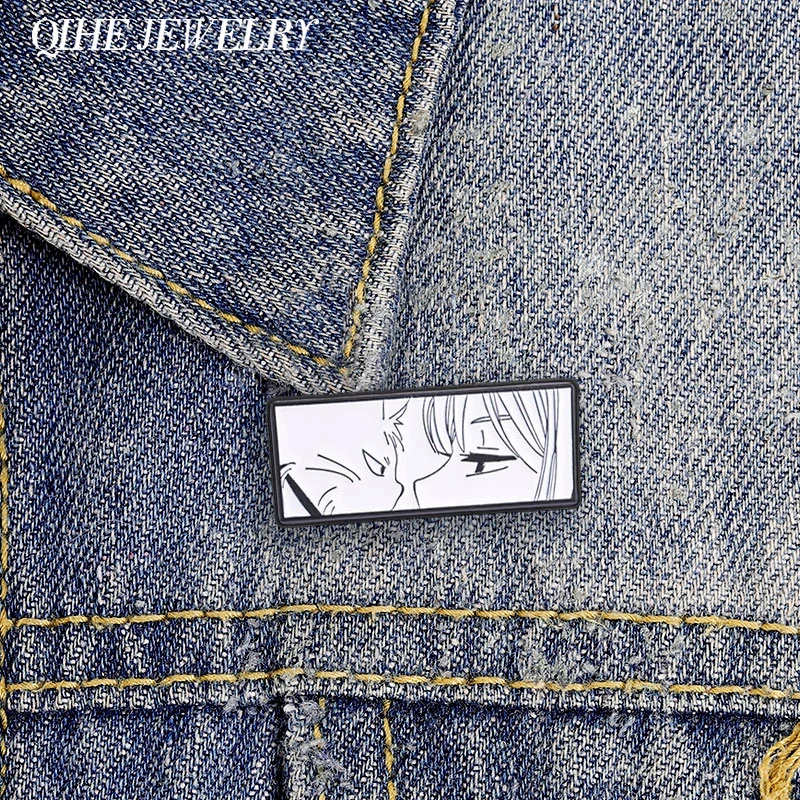Fantasy Adventure Anime Cat & Girl Enamel Pin Japanese Comic Girl Kiss Cat Brooch Bags Clothing Badge Jewelry Gift for Friends