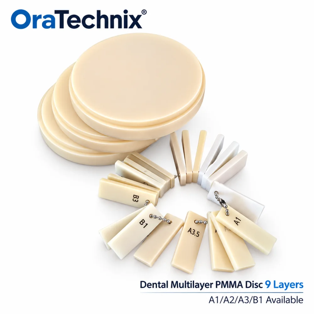Dental PMMA Blocks Multilayer PMMA Disc Open System (98mm)*12-25mm for Dental Lab CAD/CAM PMMA Multilayer Lab Material