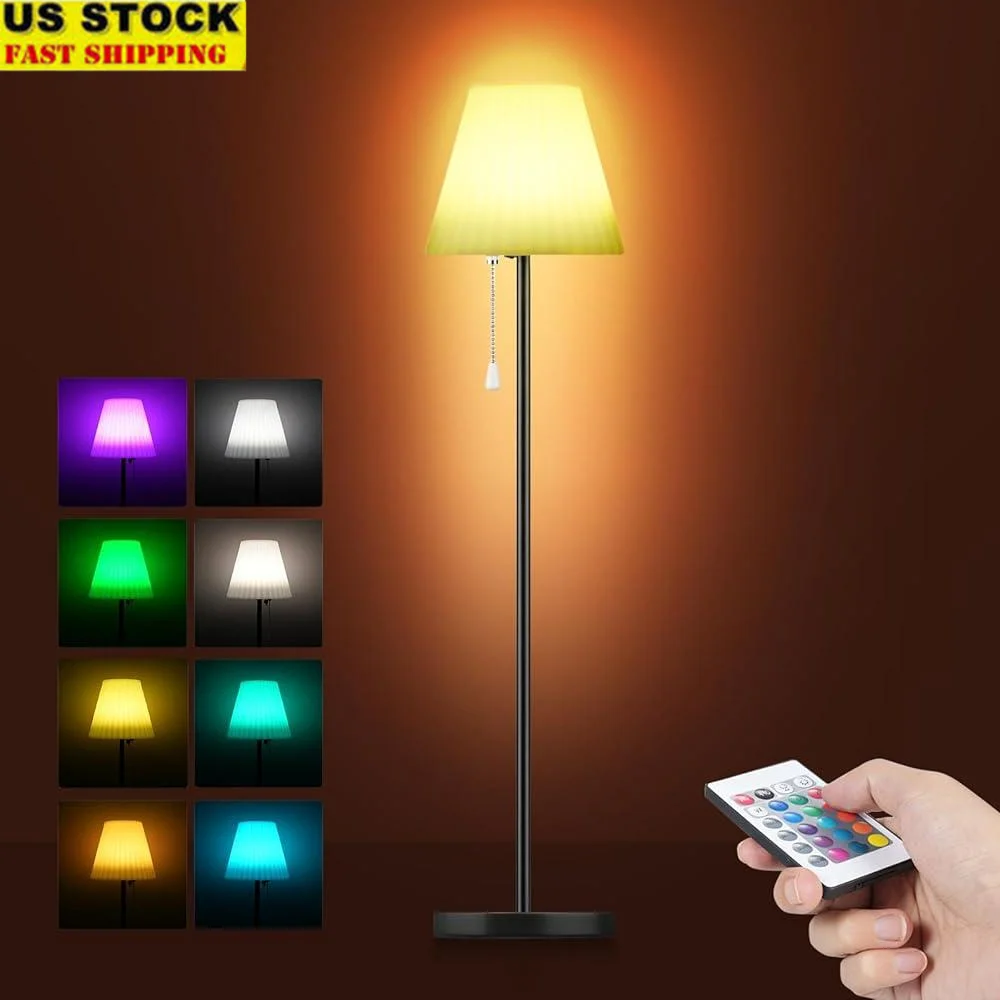 Smart RGB LED Floor Lamp Portable Wireless Corner Lamp with Remote Control Adjustable Brightness Solar Charging Cordless Table