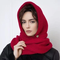 Winter Women Beanies Balaclava Hat Scarf Knitted Hooded Caps Outdoor Warm One-Piece Neck Collar Hats for Girls - Image 5