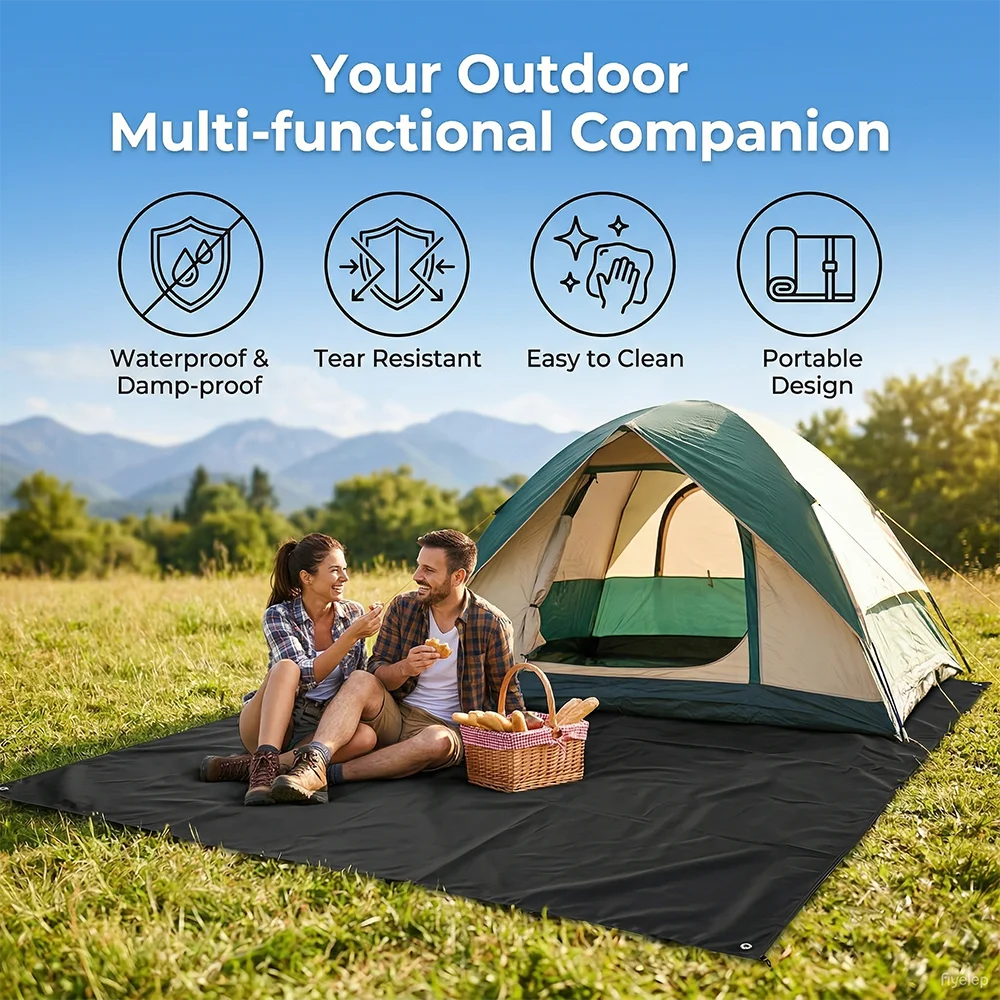 

3 In 1 Thick Portable Camping Mat | Oxford Fabric Surface Picnic Blanket & Tent Footprint with Carrying Bag1
